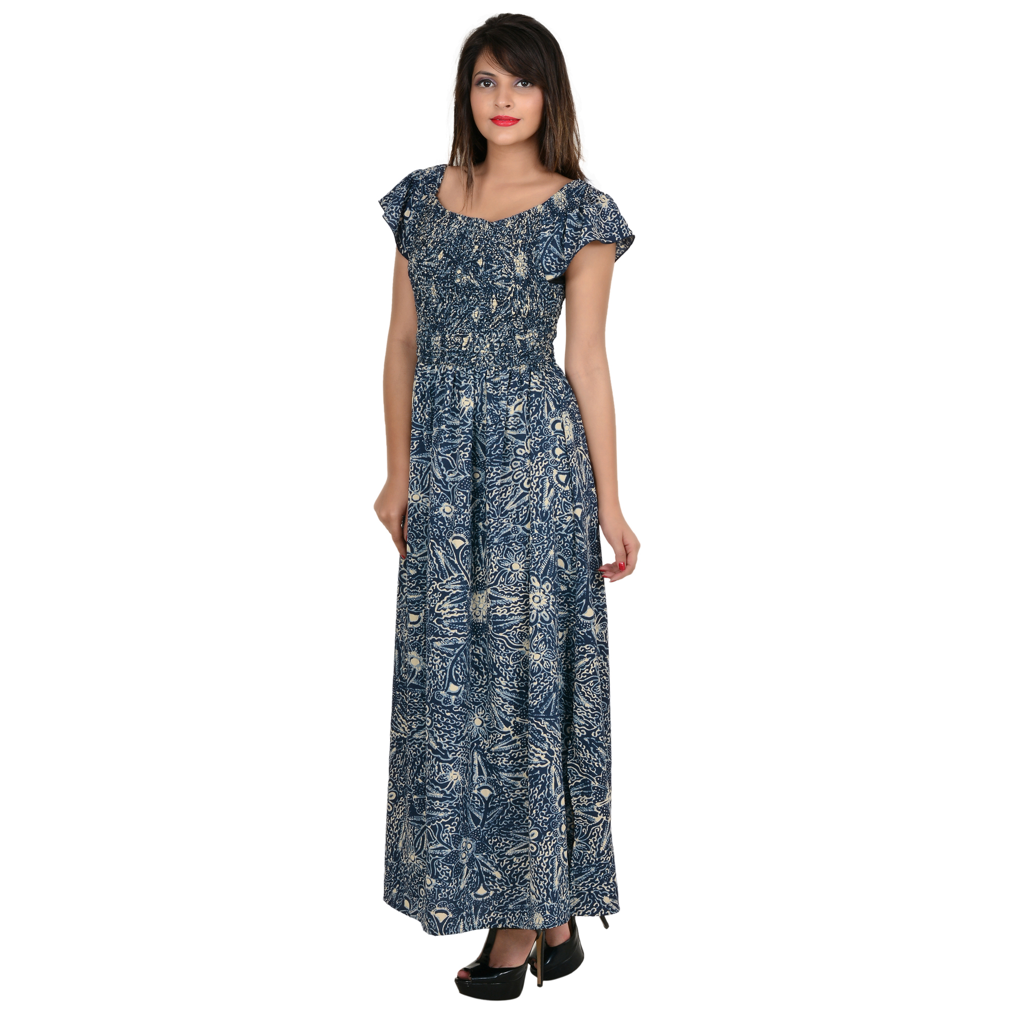 Buy Goodwill Impex Blue Floral Meduim Neck Women Dresses Online @ ₹599 ...