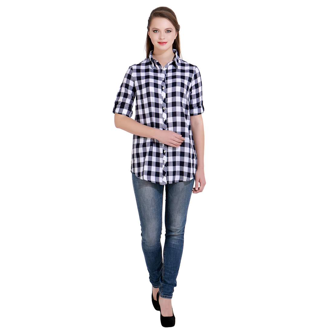 Buy cotton check long shirt Online @ ₹599 from ShopClues