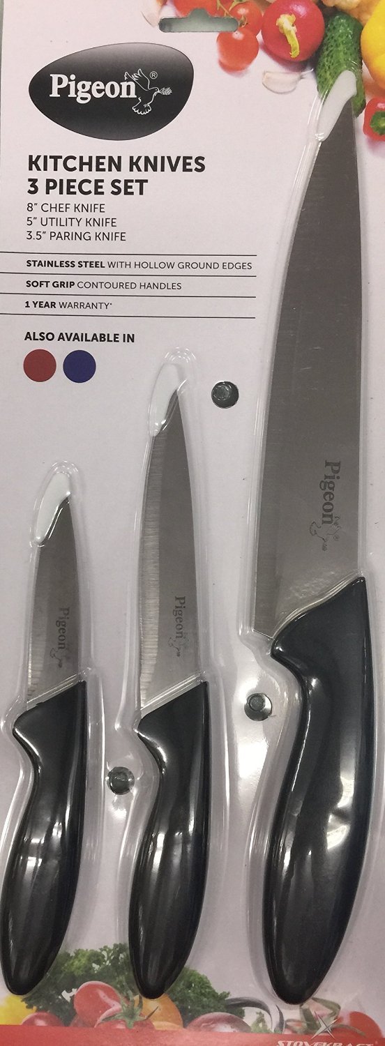 Buy Pigeon Kitchen Knives Set, 3Pieces (Colours may vary) Online