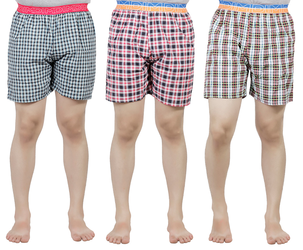 Buy PSK Mens Multicolor Cotton Checkered Boxer(Pack of 3) Online @ ₹399 ...