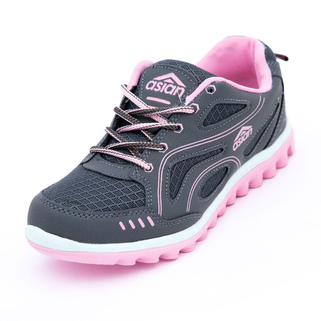 Buy Asian Women Gray And Pink Laceup Sports Shoes Online ₹499 from