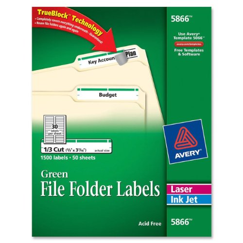 Buy Avery Green File Folder Labels for Laser and Inkjet Printers with