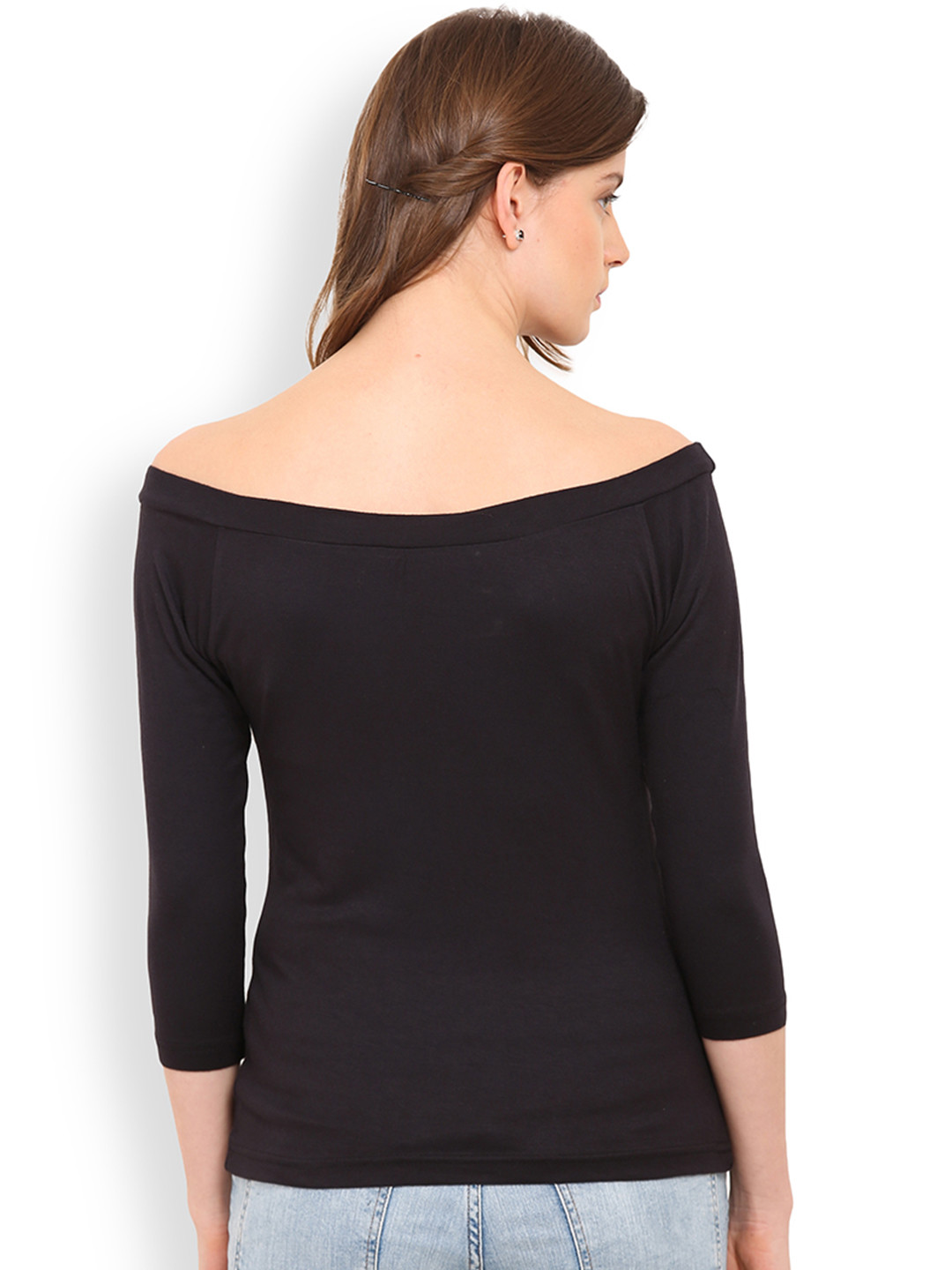 Buy Black Plain Off Shoulder Top Online @ ₹399 from ShopClues
