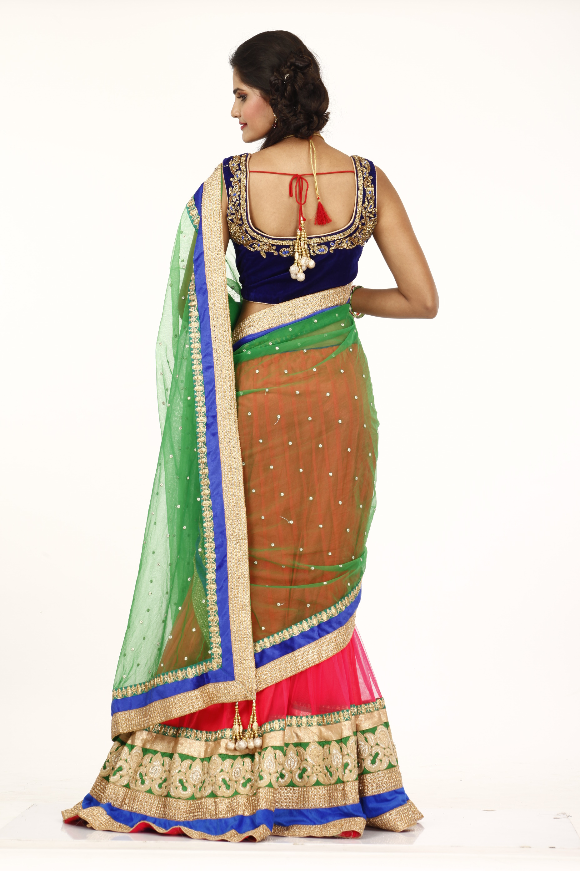 blue and pink lehenga choli