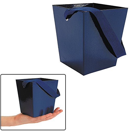 Buy Blue Cardboard Bucket With Ribbon Handle 6 Pieces Dark Navy Blue