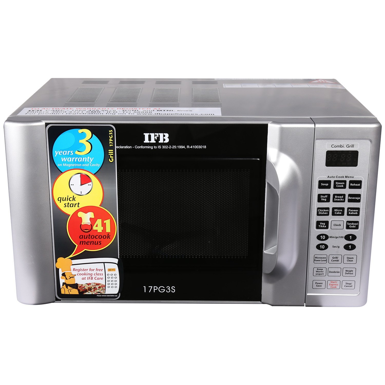 IFB 17PG3S 17Litre Grill Microwave Oven (Metallic Silver) , Microwaves & Halogen Ovens