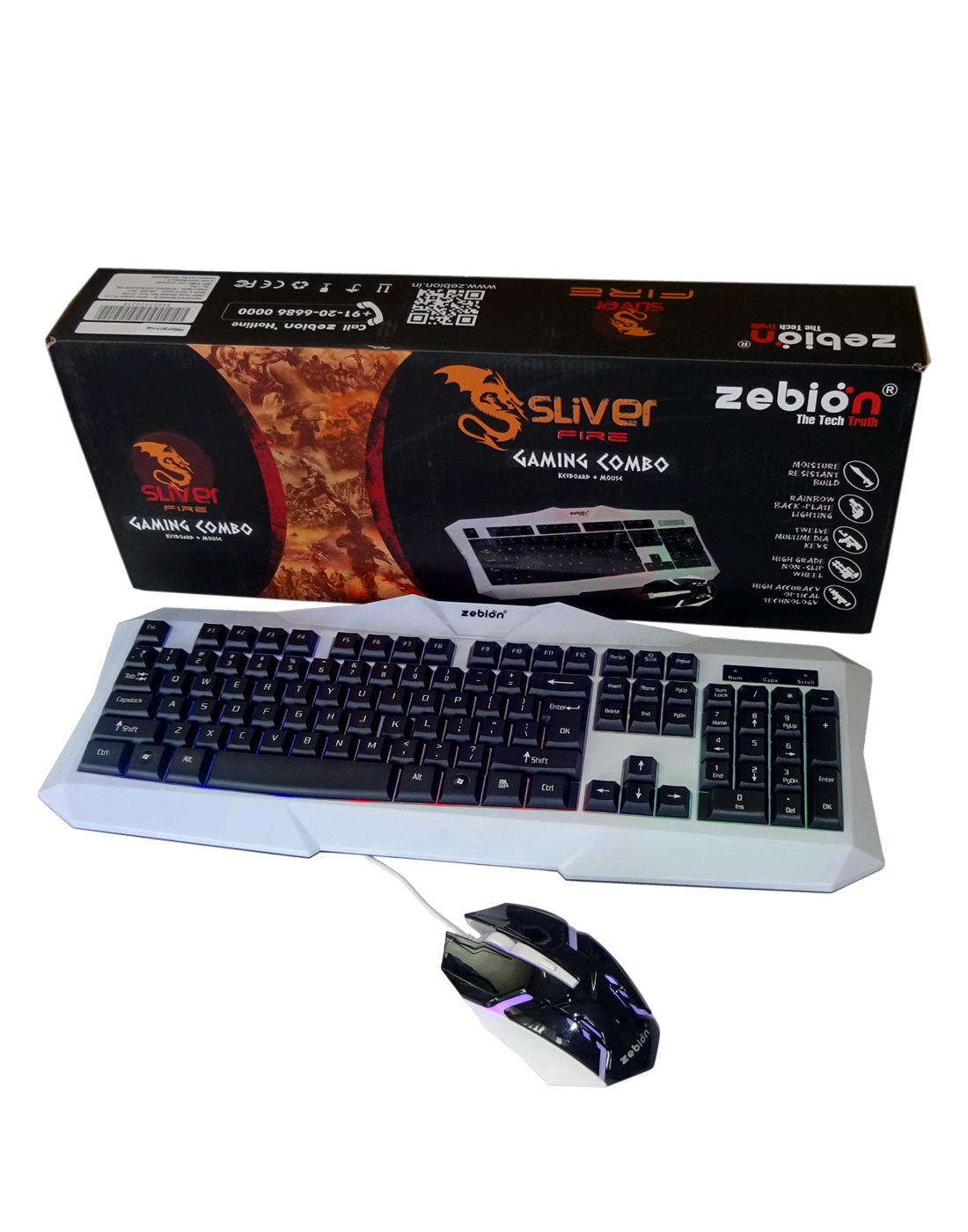 Buy Zebion Gaming White and Black Combo Keyboard with Mouse Online