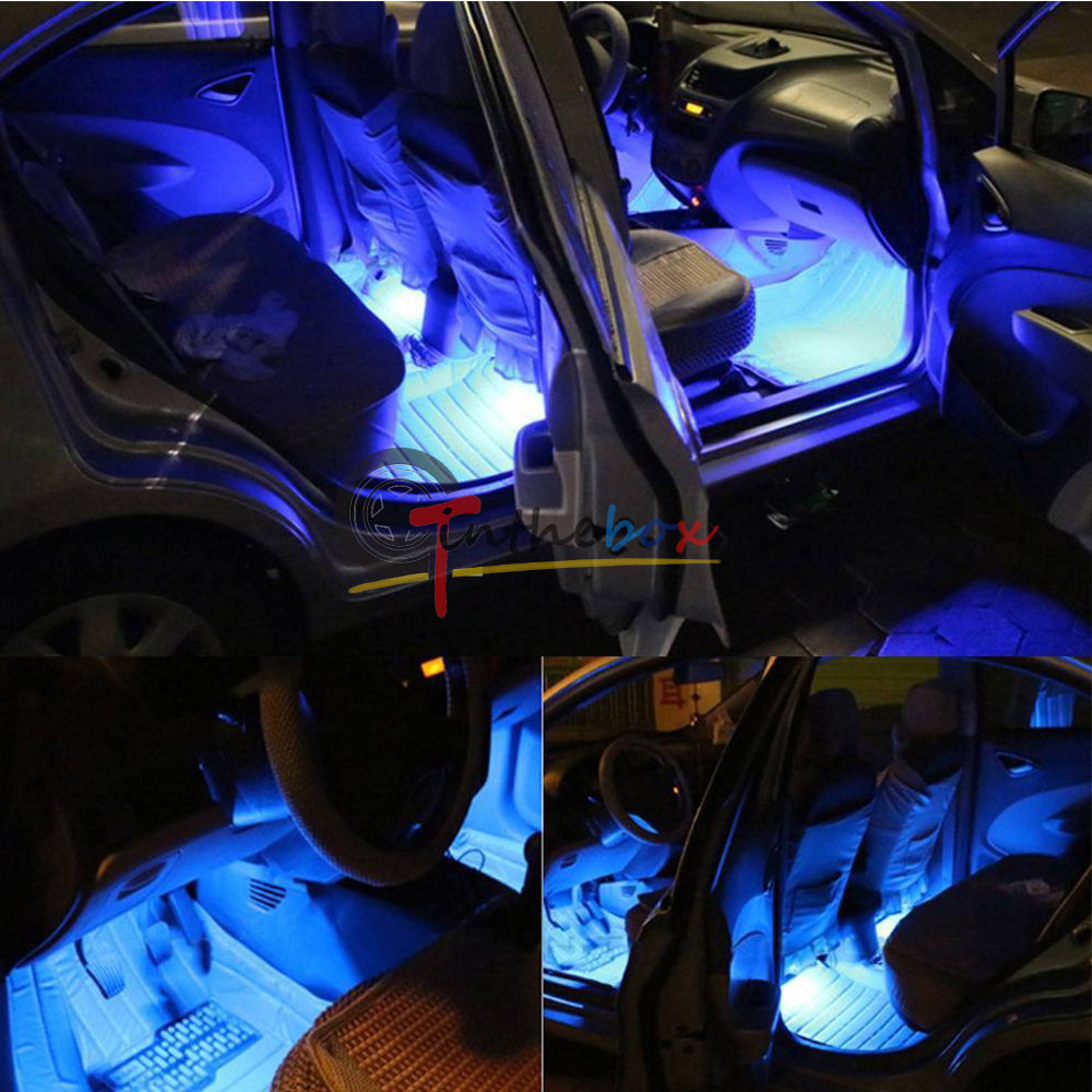 Buy Blue LED Car Interior Under Dash Foot Kit LED Light, 4 x 6