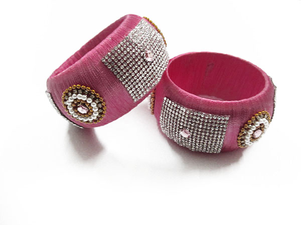 Buy Pink Colour Silk Thread Bangles Online @ ₹410 from ShopClues