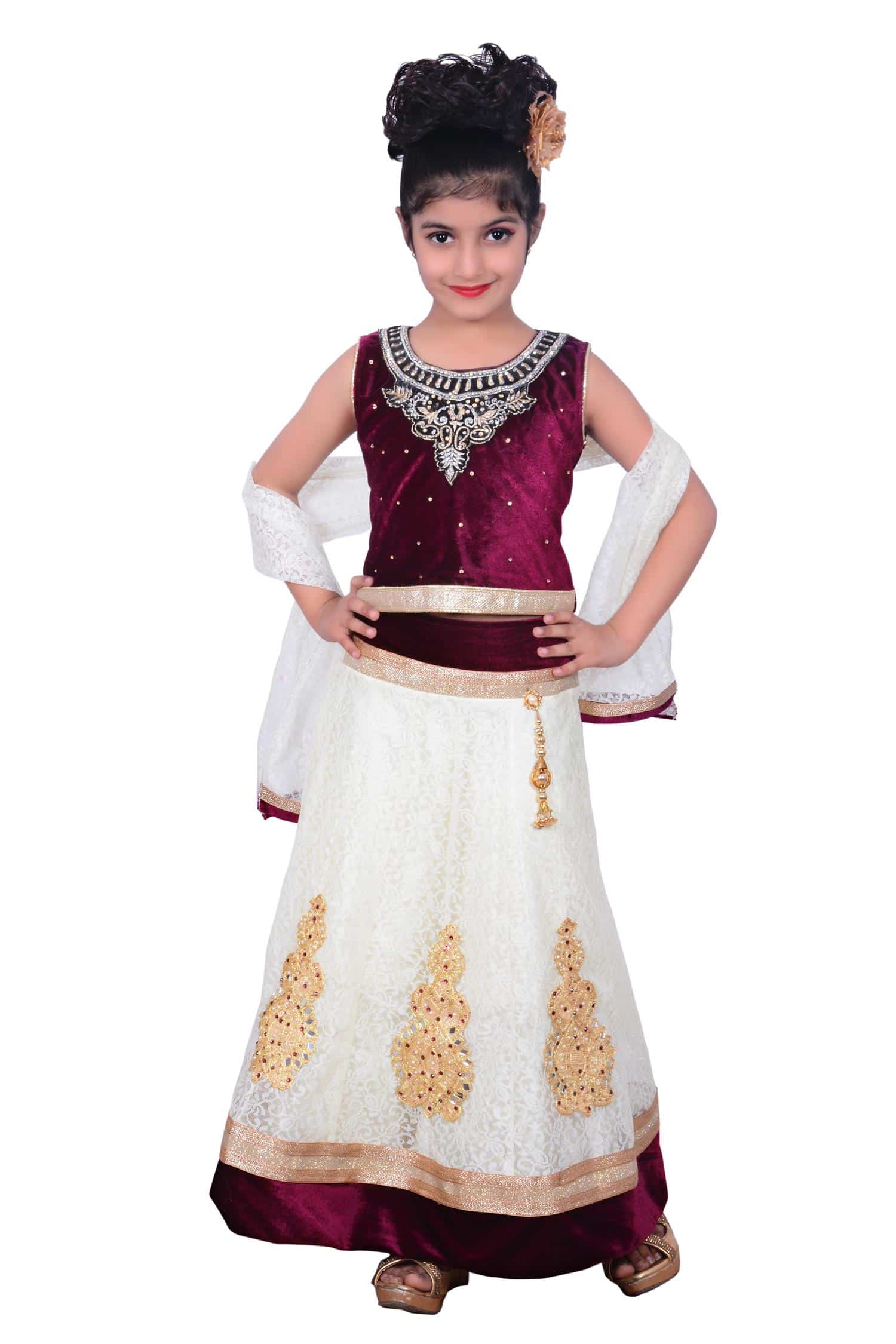 Buy Lehenga Choli Dress for girls Kids - Velvet Net - Embroidered ...