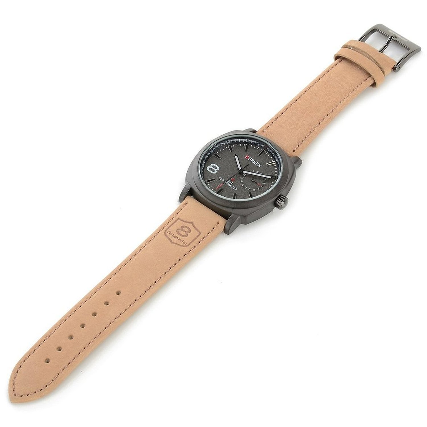 curren tan leather analog watch