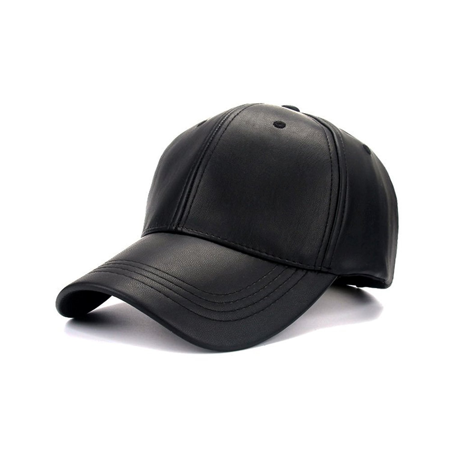 Buy Unisex Faux Leather Baseball Cap Solid PU Adjustable Sports CAP