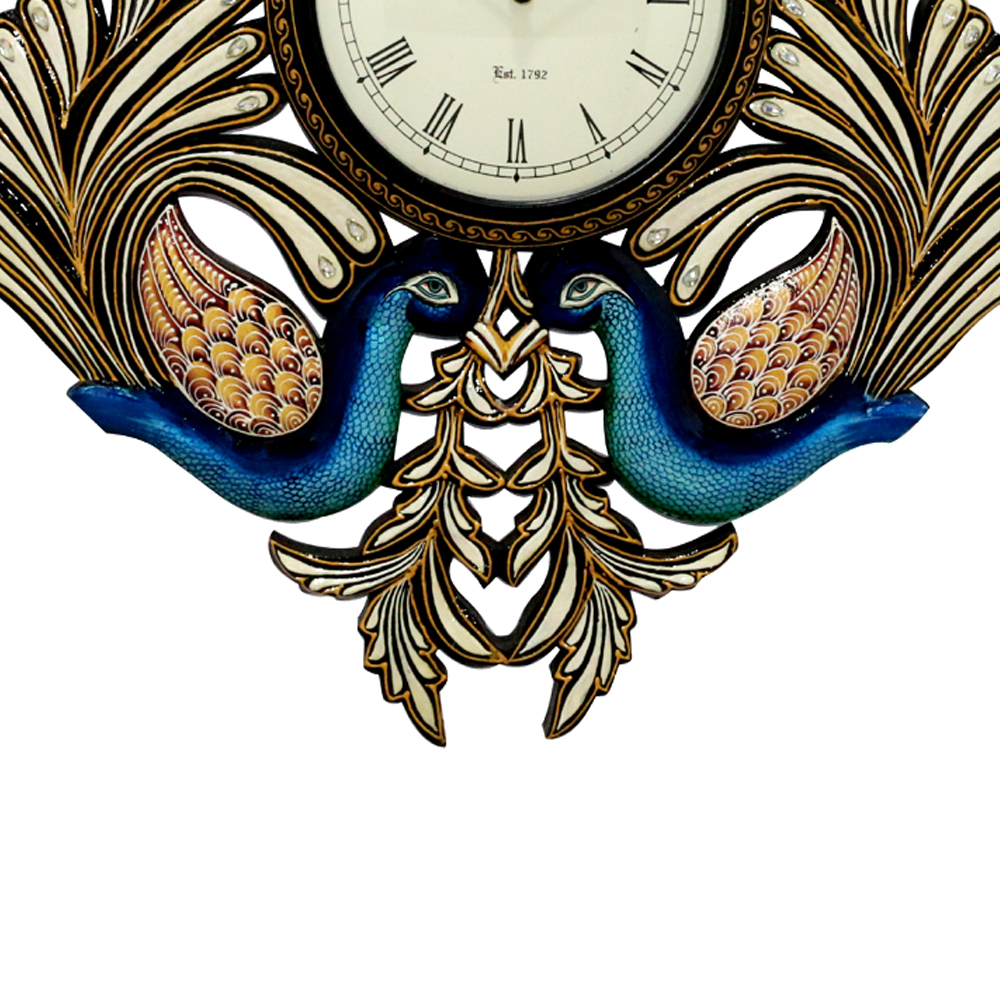 Buy Kite Shave Wooden Double Peacock Wall Clock Online ₹2799 from