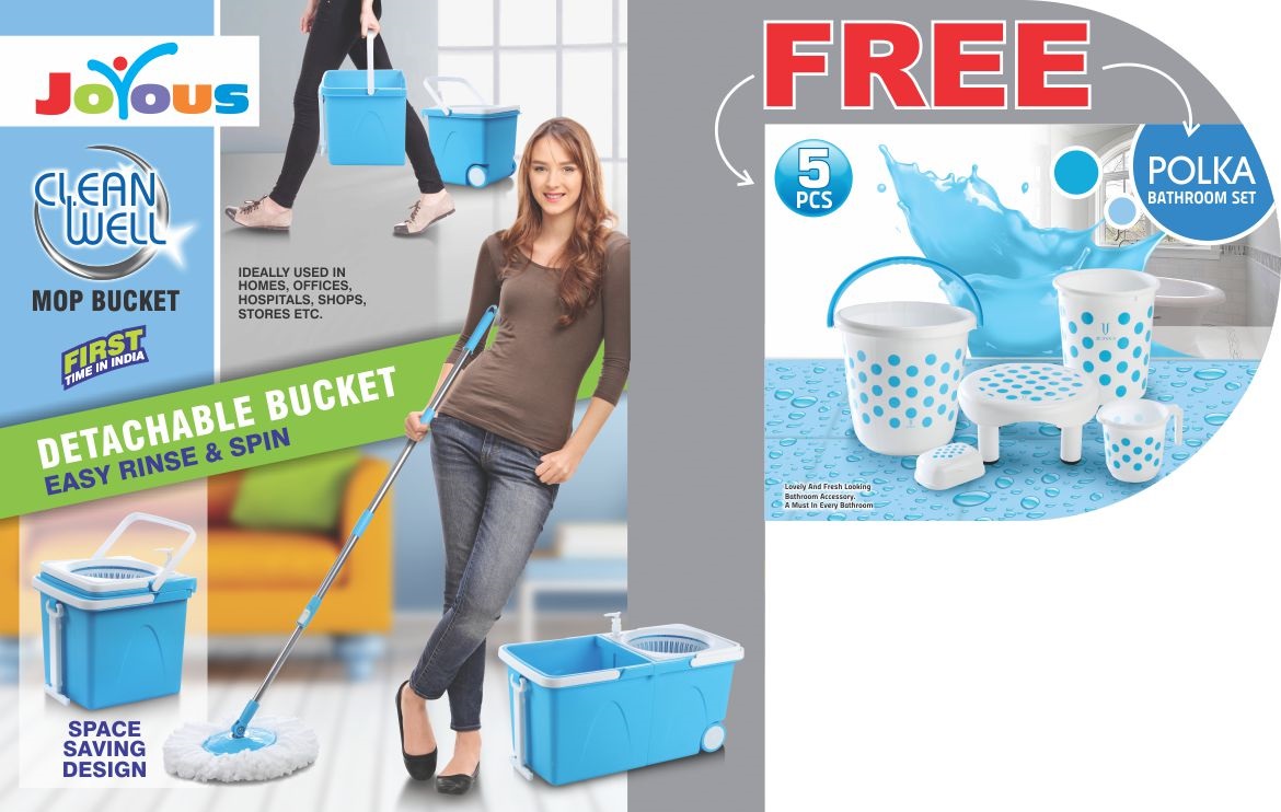 Buy JOYOUS CLEAN WELL MOP BUCKET WITH JOYO RAINBOW BATHROOM SET BLUE Online ₹3699 from ShopClues