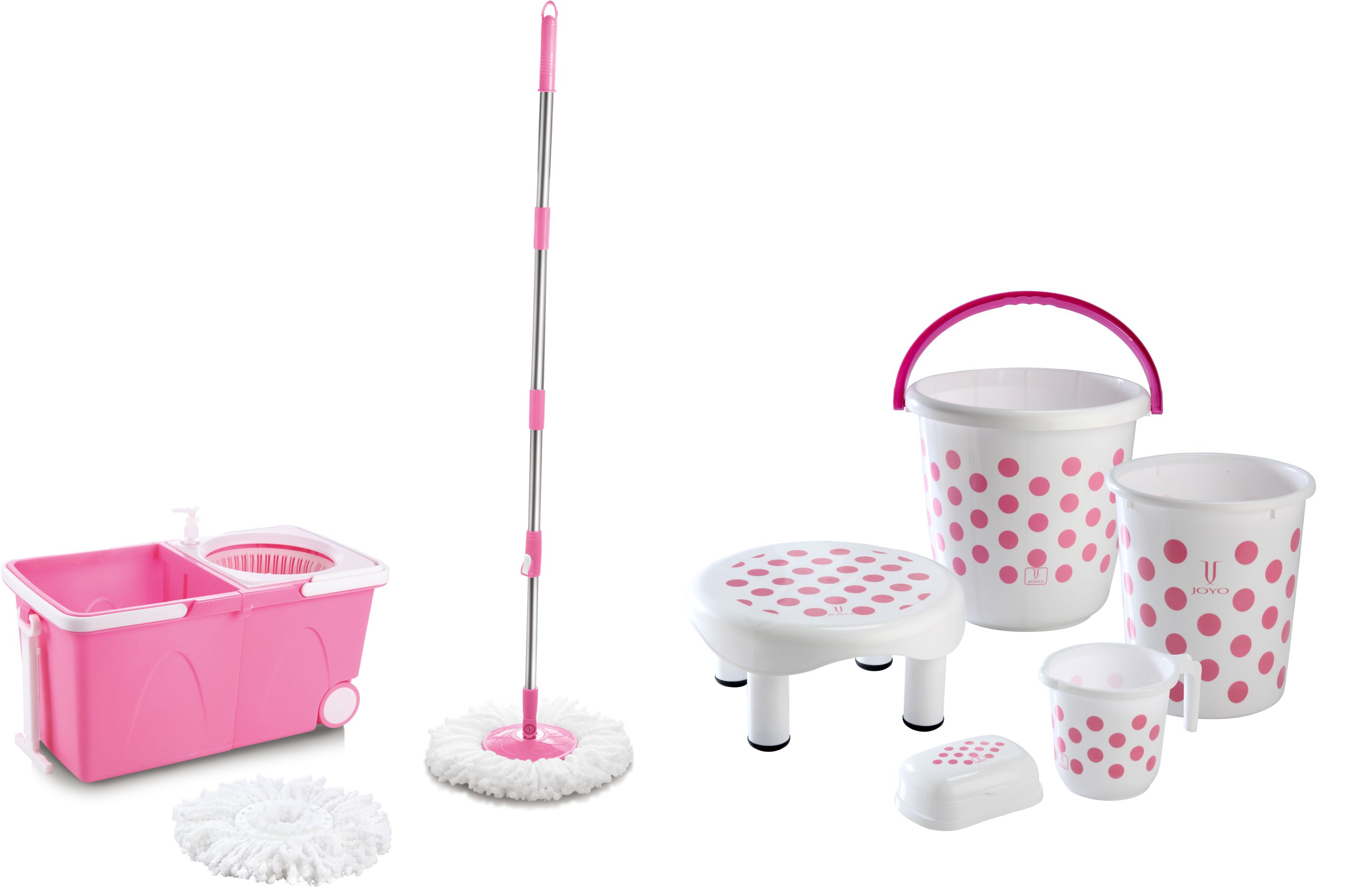 Buy JOYOUS CLEAN WELL MOP BUCKET WITH JOYO RAINBOW BATHROOM SET PINK Online ₹3699 from ShopClues