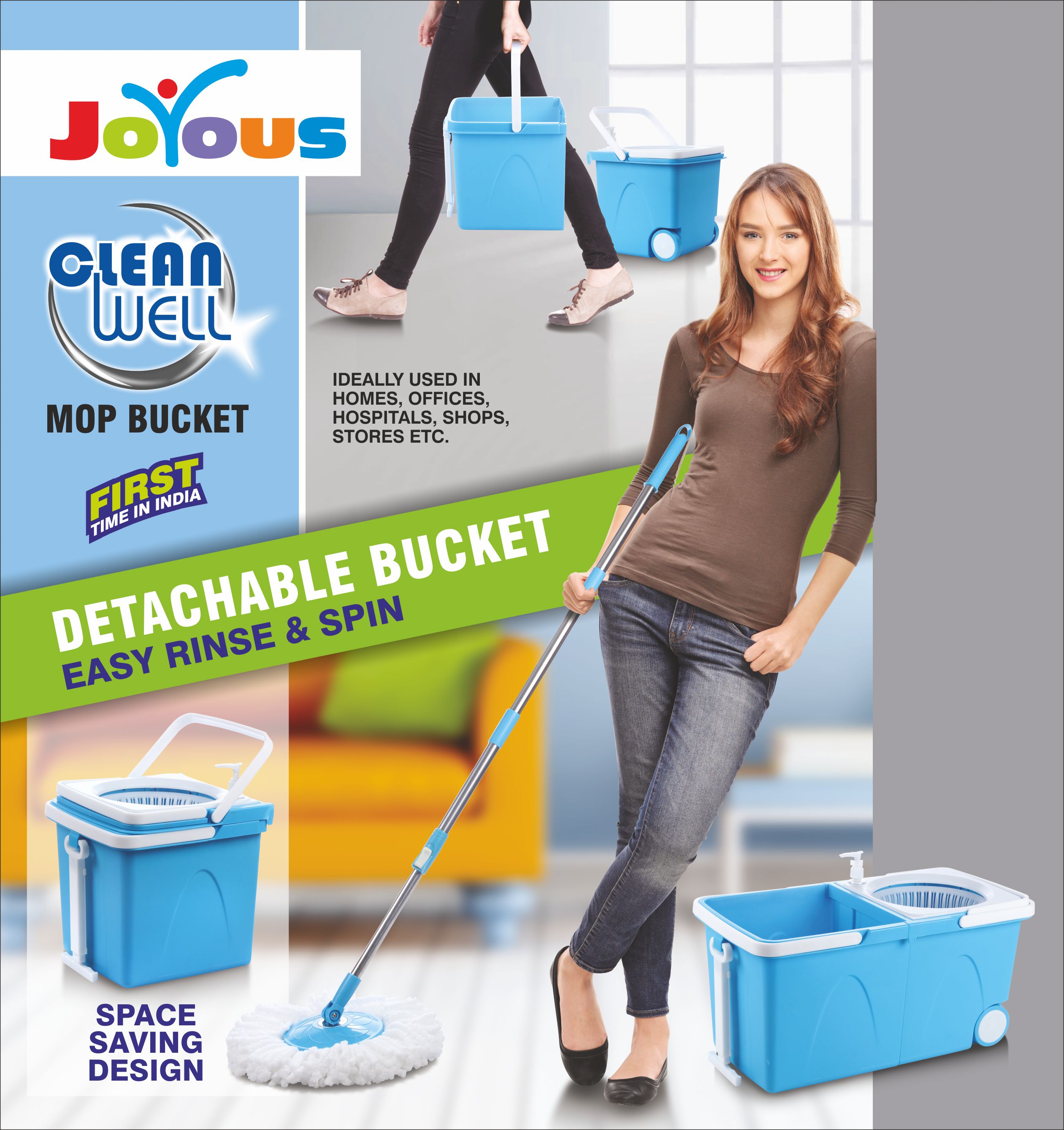 Buy JOYOUS CLEAN WELL MOP BUCKET WITH JOYO RAINBOW BATHROOM SET PINK Online ₹3699 from ShopClues