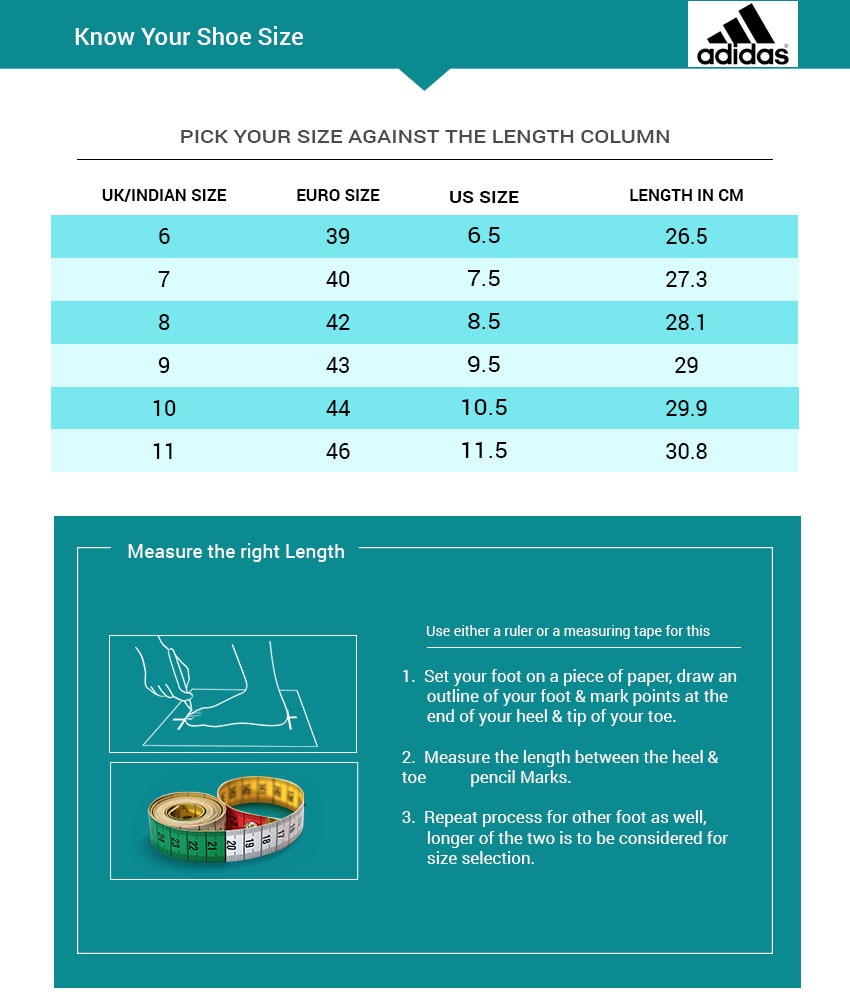 adidas slipper size chart