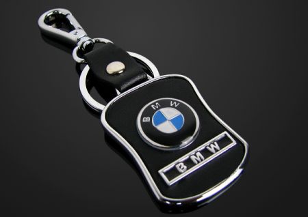 BMW Black Leather Imported Keychain