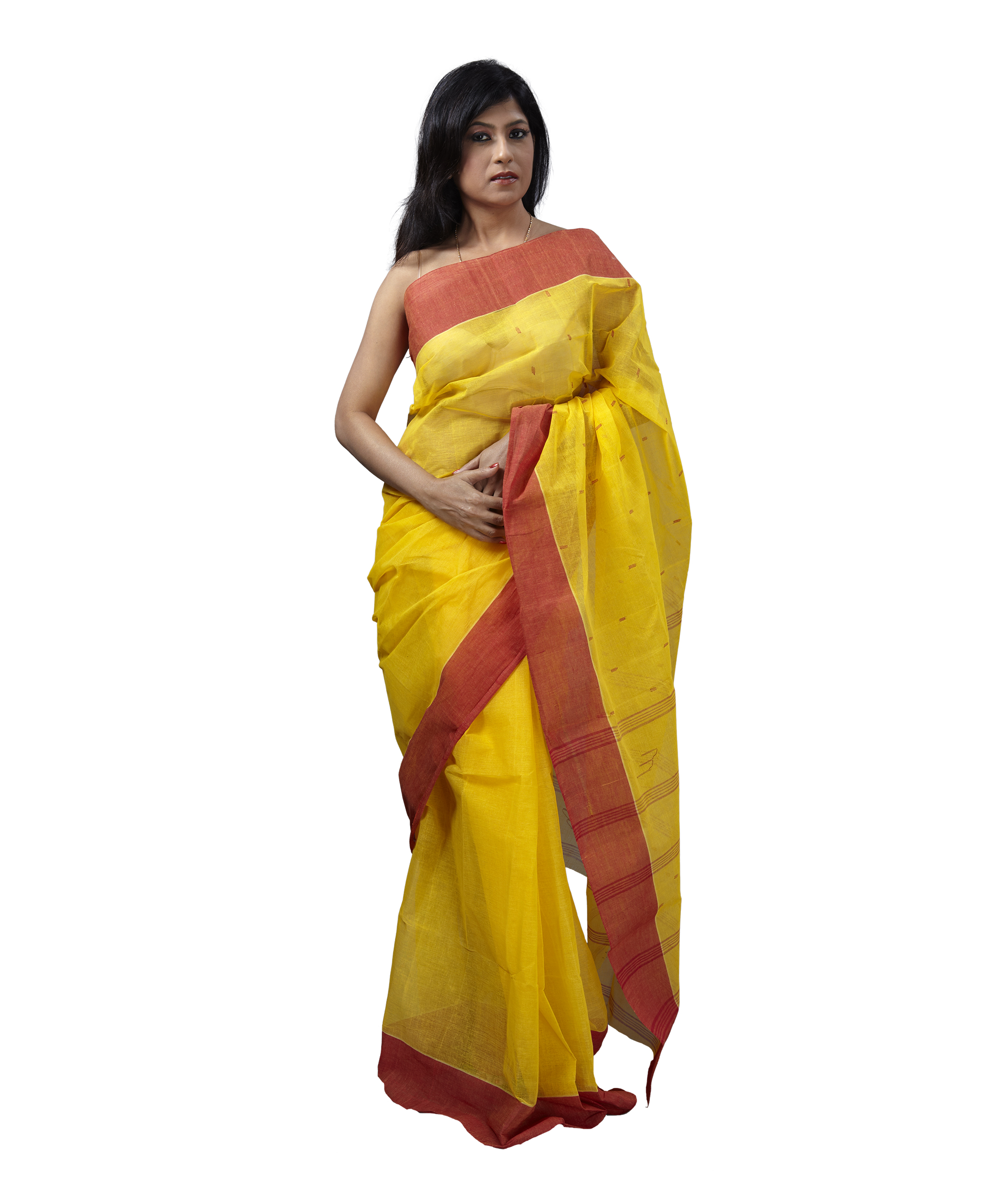 Buy Online India 10der Bengal Tant Sarees Yellow Base With Red Border Sri22752o3