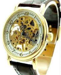 Online Automatic Transparent Designer Golden Wrist Watch For Men Prices