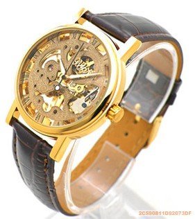 Online Automatic Transparent Designer Golden Wrist Watch For Men Prices