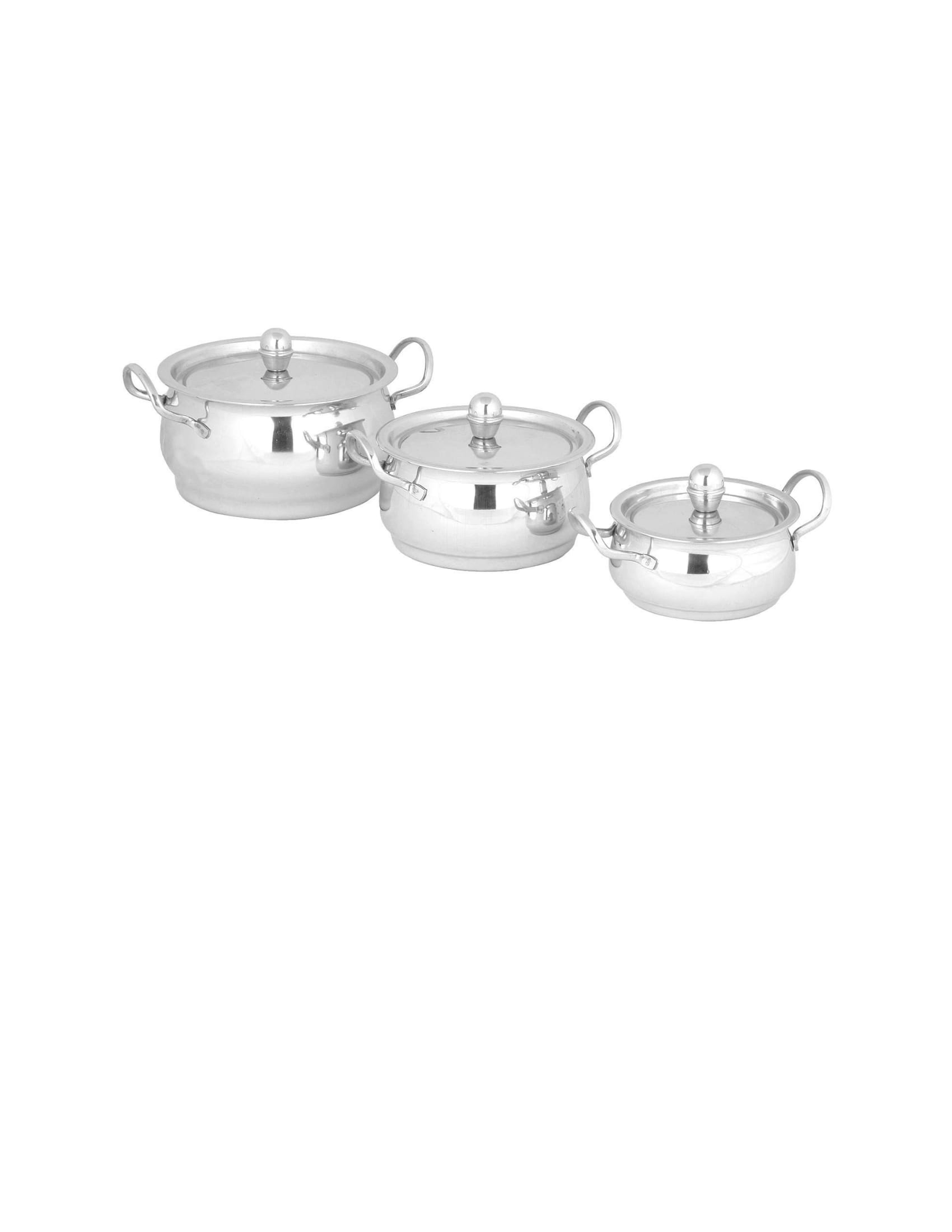 Buy K Gold 3Pcs Cooking and Serving Handi Set Stainless Steel with Lid