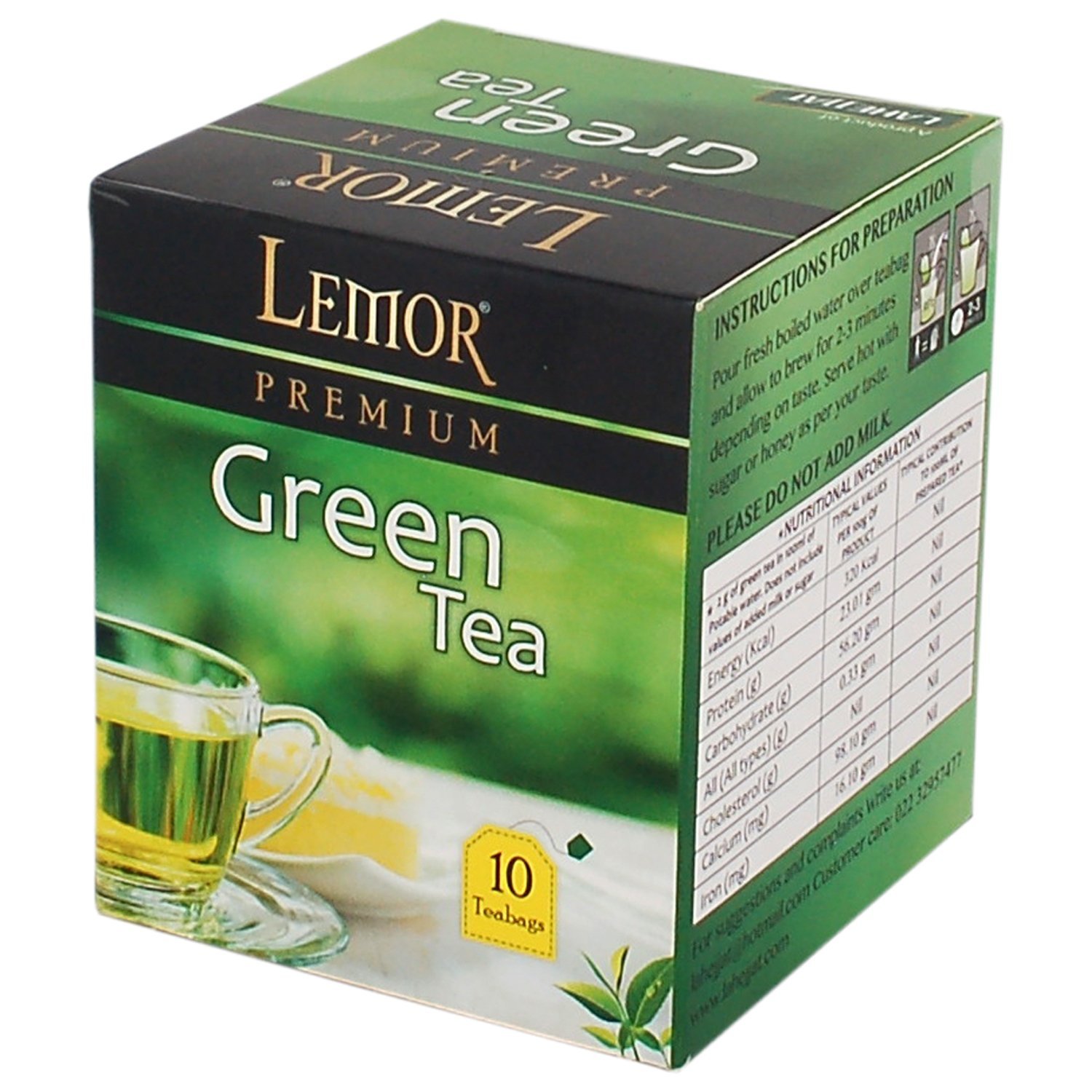 Buy Lemor Premium Green Tea Bag box (One Pack of 10 Teabag pieces) for