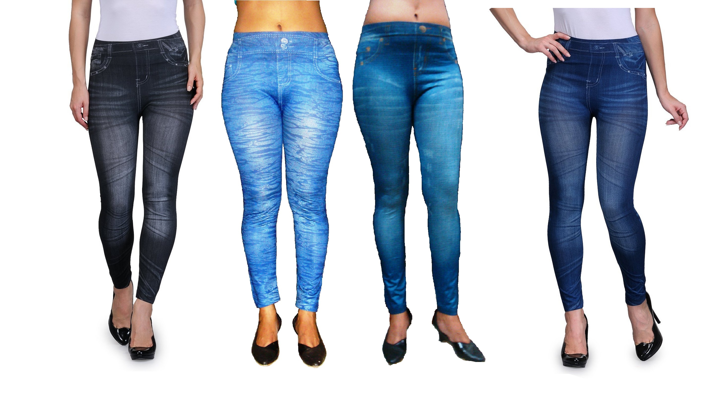 Buy Klick2Style Denim Printed Skinny Leggings / Jeggings Combo Pack Of