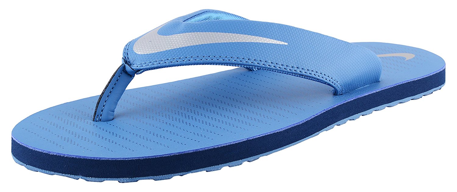 nike flip flops blue