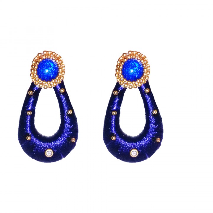 Fashionable Blue Silk Thread earrings for women Girls by shrungarika  ST 40