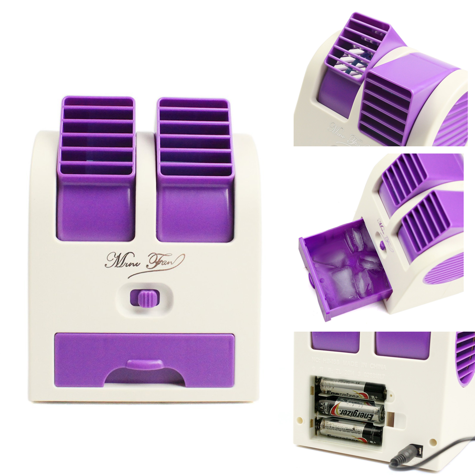 Buy Portable Mini Air Conditioner Dual-Port Fan Purple ...