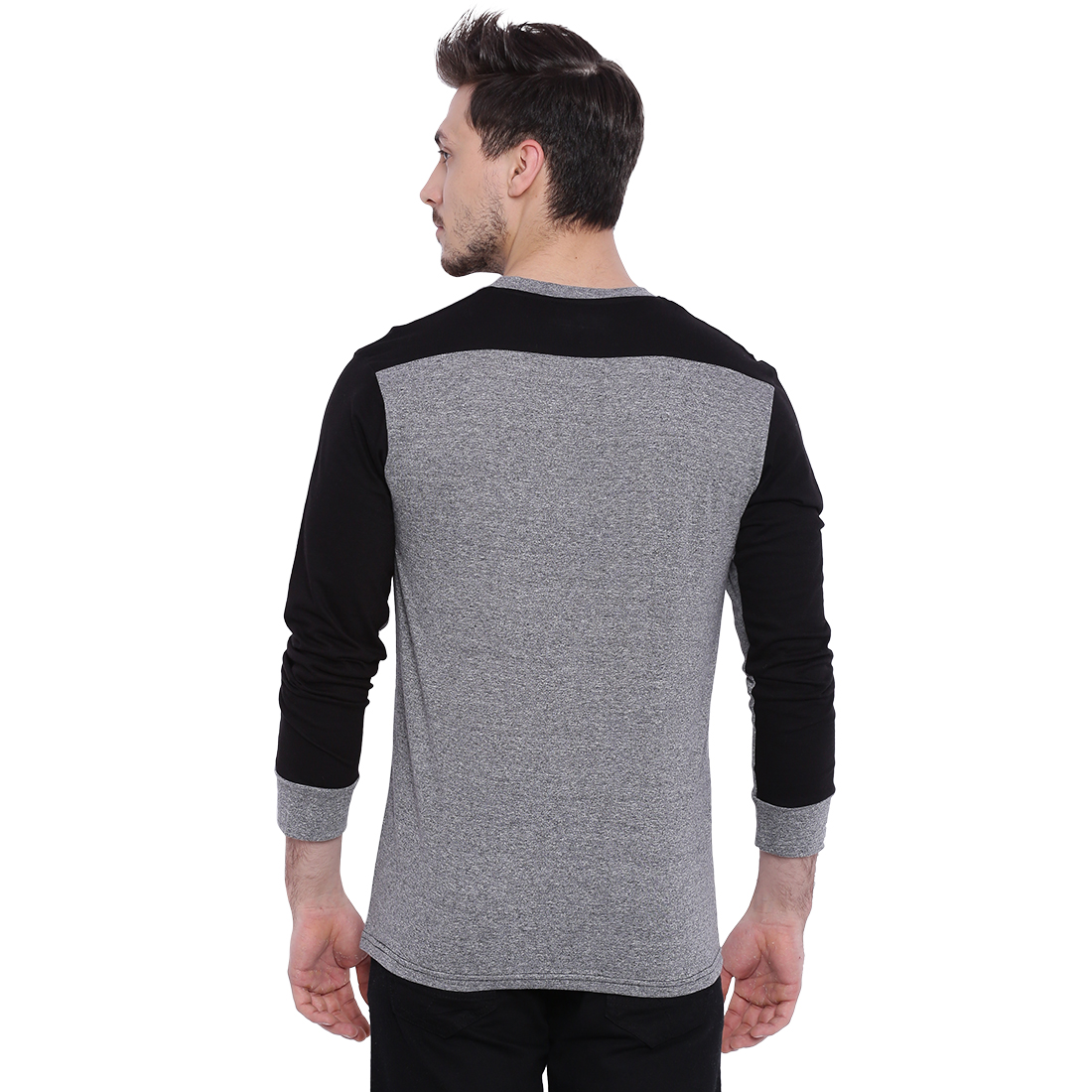 Buy Campus Sutra Gray V-Neck Full Sleeve T-Shirt for Men Online @ ₹679 ...
