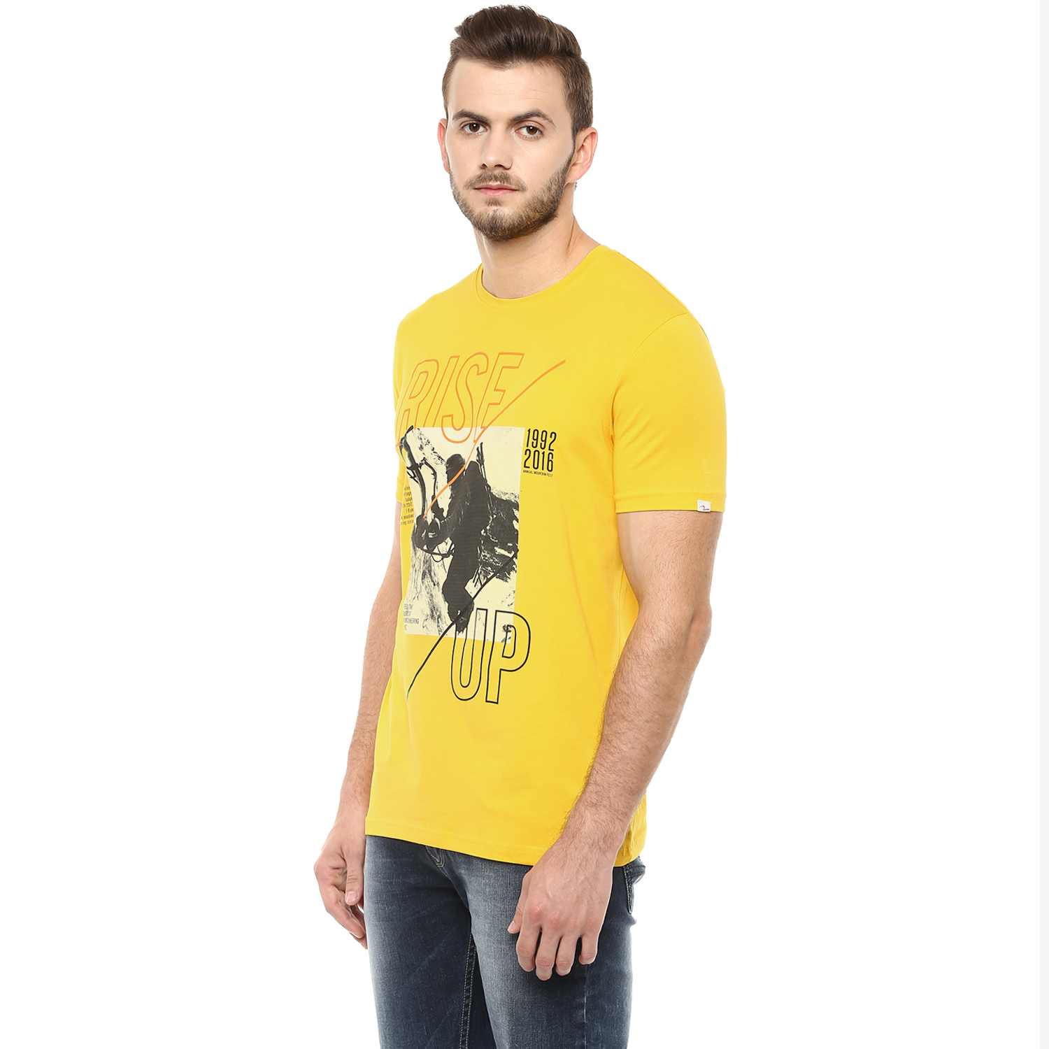 Buy Spykar Mens Yellow Slim Fit Mid Rise Tshirts Online @ â¹649 from ShopClues
