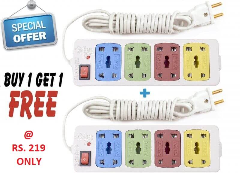 Buy Set of 2 Extension Cord Power Strip 8 Socket Online ₹199 from