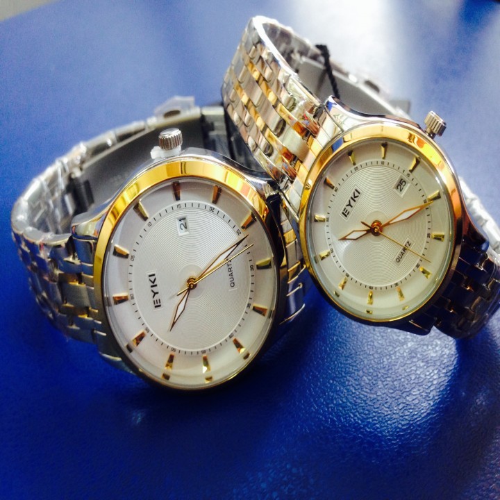 Buy Eyki Pair Watch For Couples Stainless Steel Case With Date Online ...