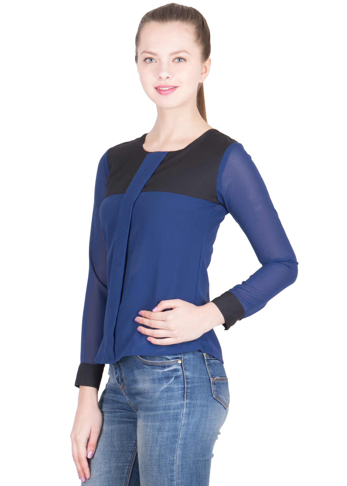 Buy WearGo Stylish SemiFormal Navy Blue Top For Women Online ₹599