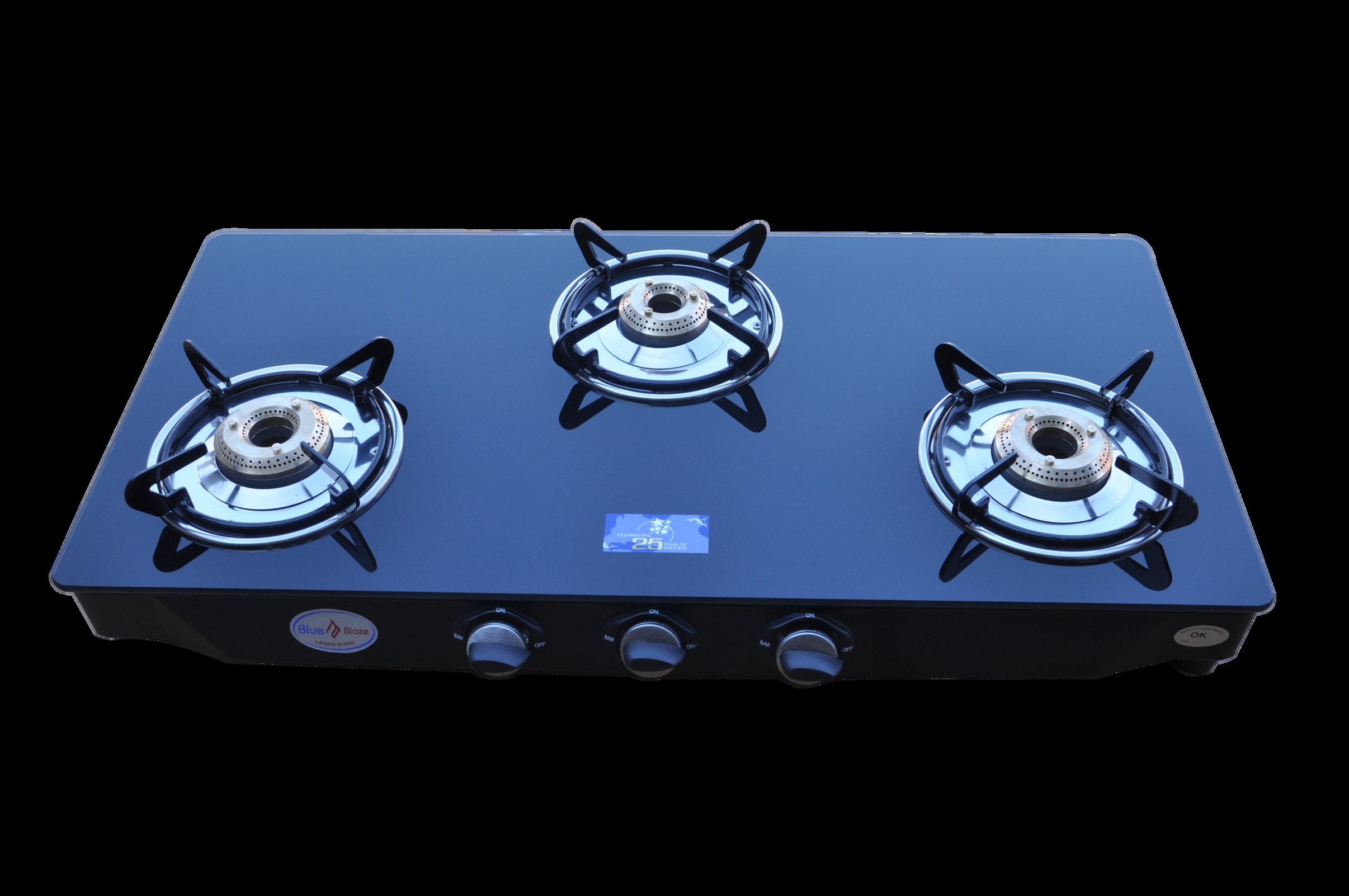 3 Burner Glass Top Gas Stove