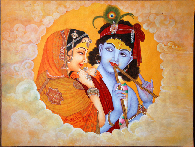 Paper Radha & Krishna Painting