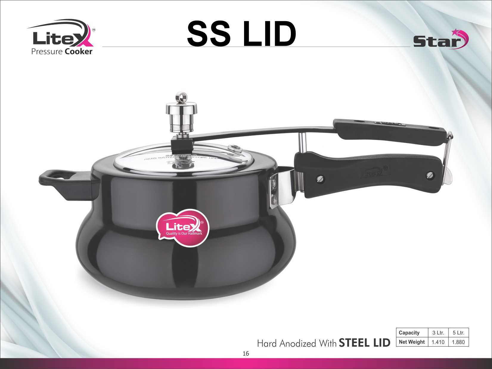 Buy Litex Star Model Hard Anodized With Stainless Steel Lid Pressure