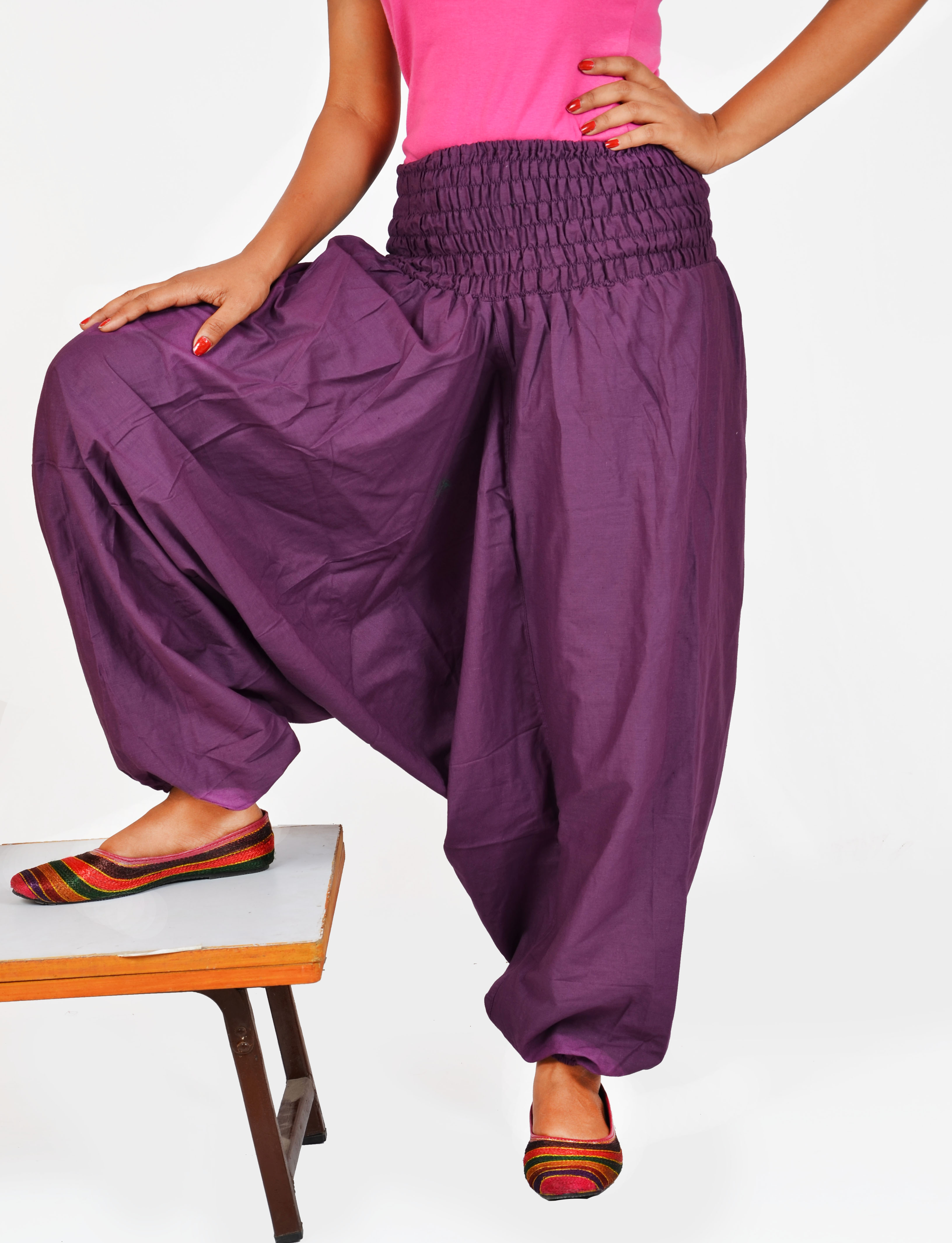 Indian Women's Girl's Burgundy Color Cotton Harem Pants Trouser