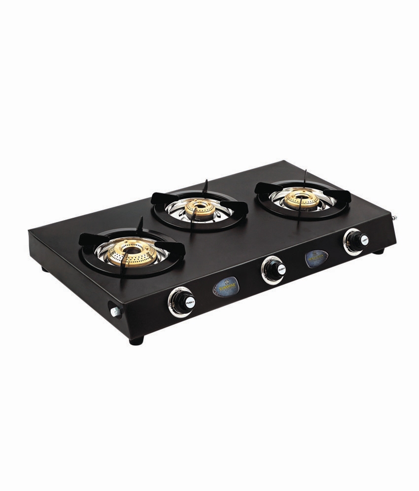 Buy Sunshine Three Burner Black Stainless Steel Gas Stove. Online