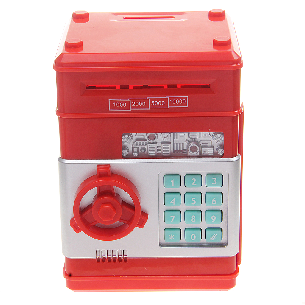 Buy Magideal Red Coin Box Safe Piggy Bank Money Box with Password Lock ...