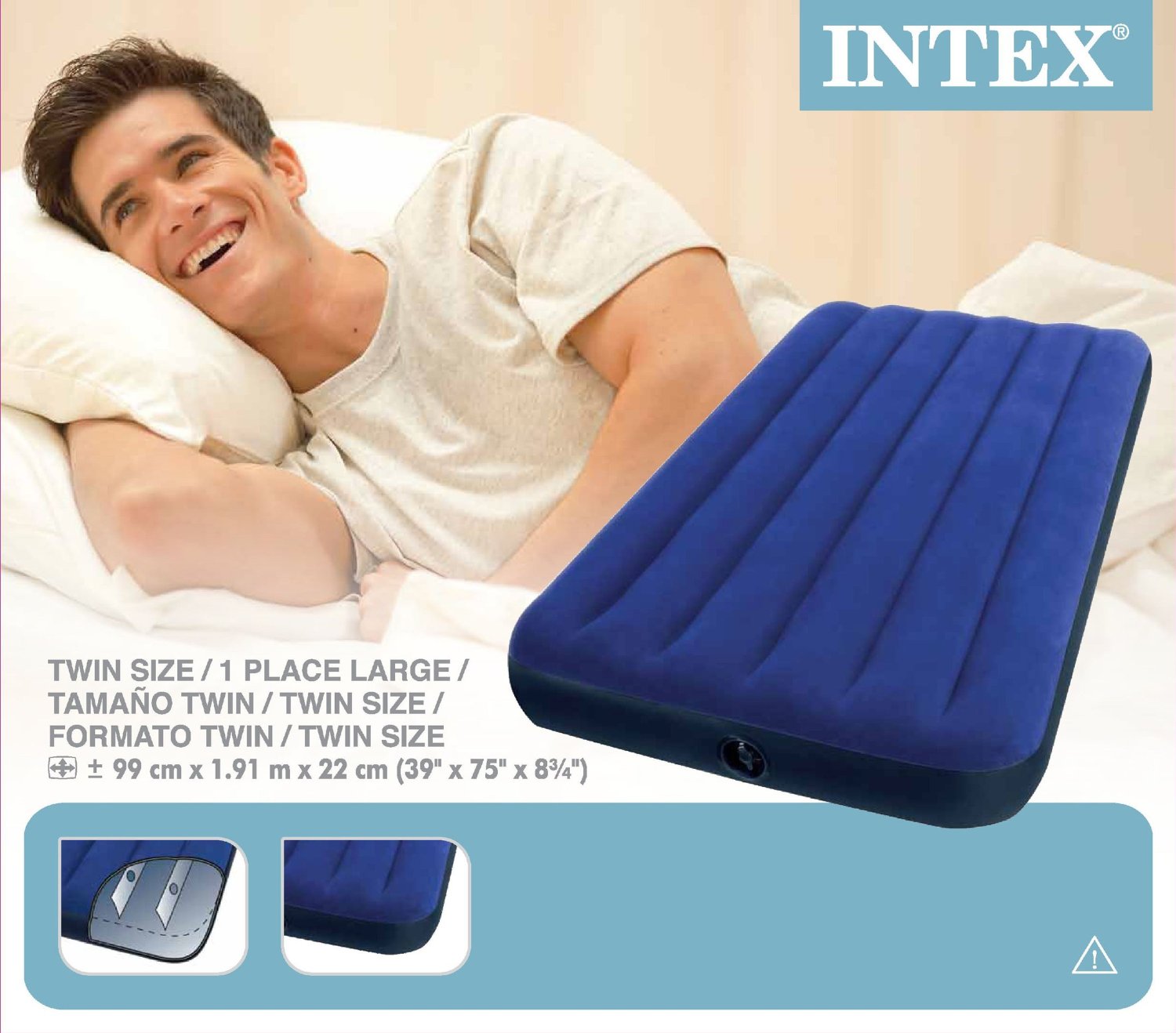Buy Intex Inflatable Twin Classic Air Bed/Mattress, Blue Online ₹2130