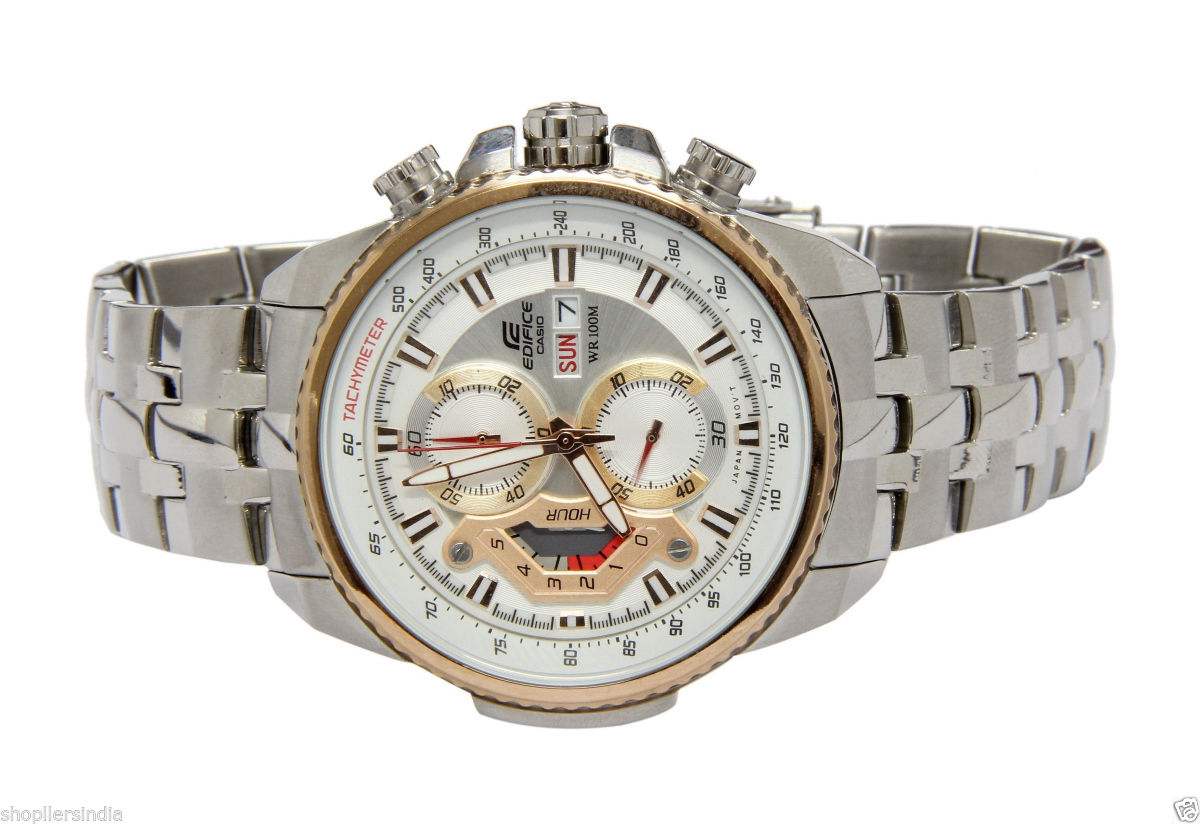 CASIO EDIFICE EF-558D-7AV WHITE DIAL SPORTS CHRONOGRAPH MENS WATCH