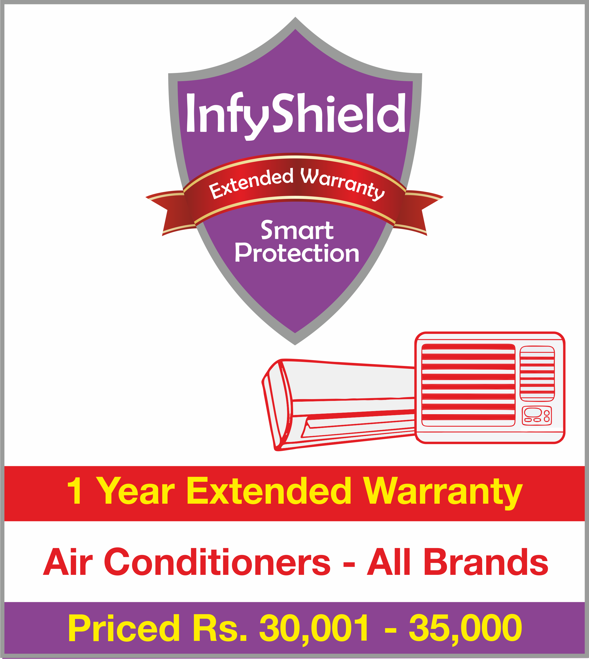 Buy InfyShield 1 Yr Extended Warranty on Air Conditioners Priced Rs