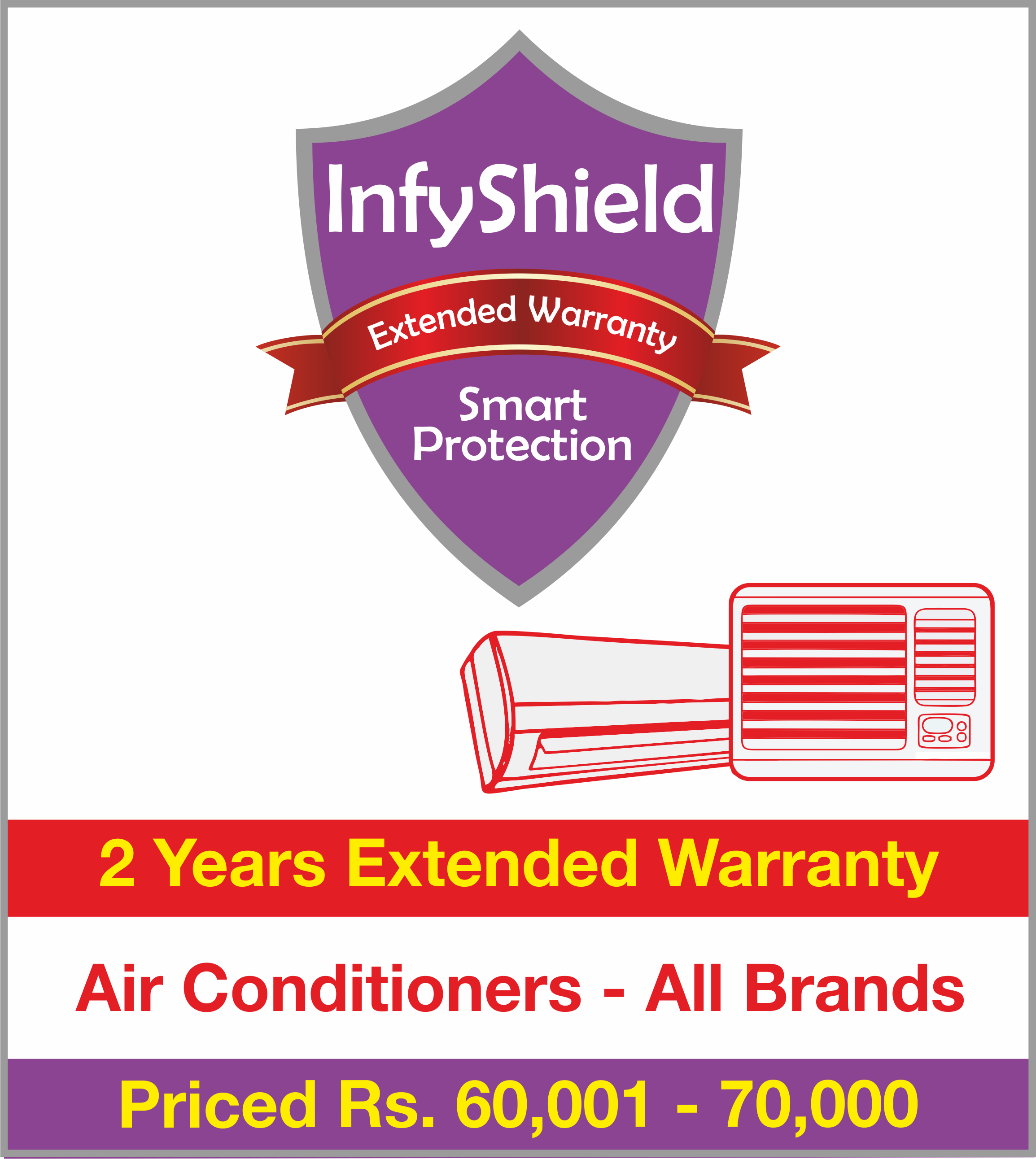 Buy InfyShield 2 Yrs Extended Warranty on Air Conditioners Priced Rs