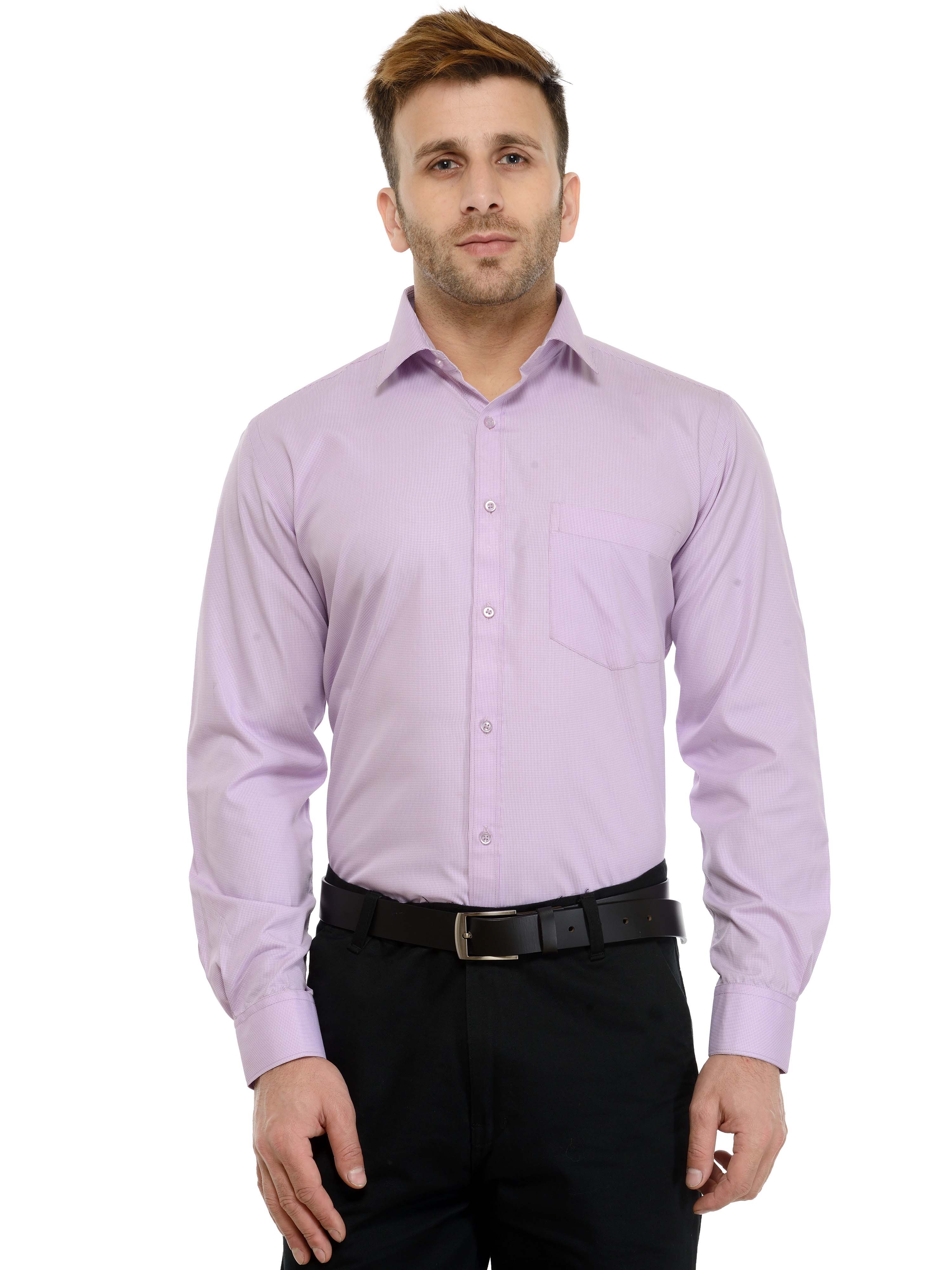 Buy RG Designers Micro Checks Purple Solid Slim Fit Formal Shirt For ...