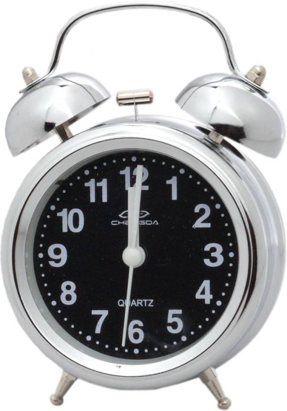Buy 6th Dimensions Quartz Steel Twin Bell Alarm Clock With Light (Black