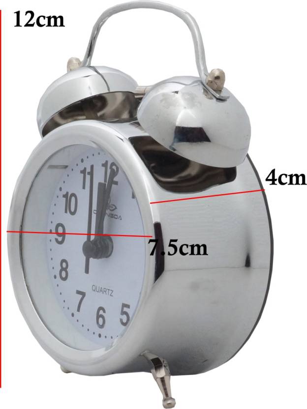 Buy 6th Dimensions Quartz Steel Twin Bell Alarm Clock With Light (White ...