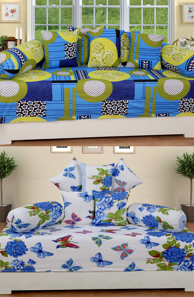 Buy Divye Mart New 100 Cotton Combo of 2 Diwan Set (2 Single Bedsheet